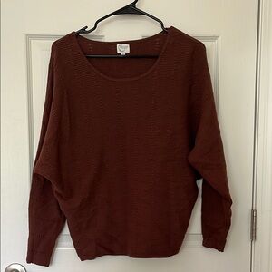 Brown Crew Neck Sweater with Relaxed Fit